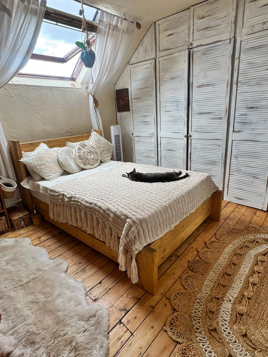 Handmade rustic wooden Duke Bed by Three Skulls Furniture