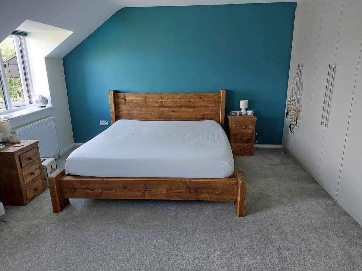 Handmade chunky wooden Duke Bed