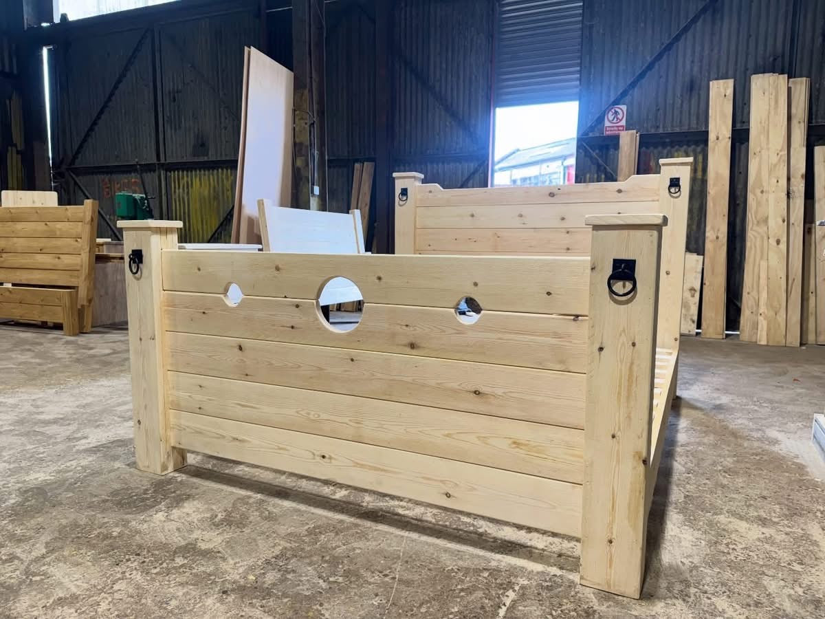 The Jester Bed handmade in the Three Skulls Furniture workshop